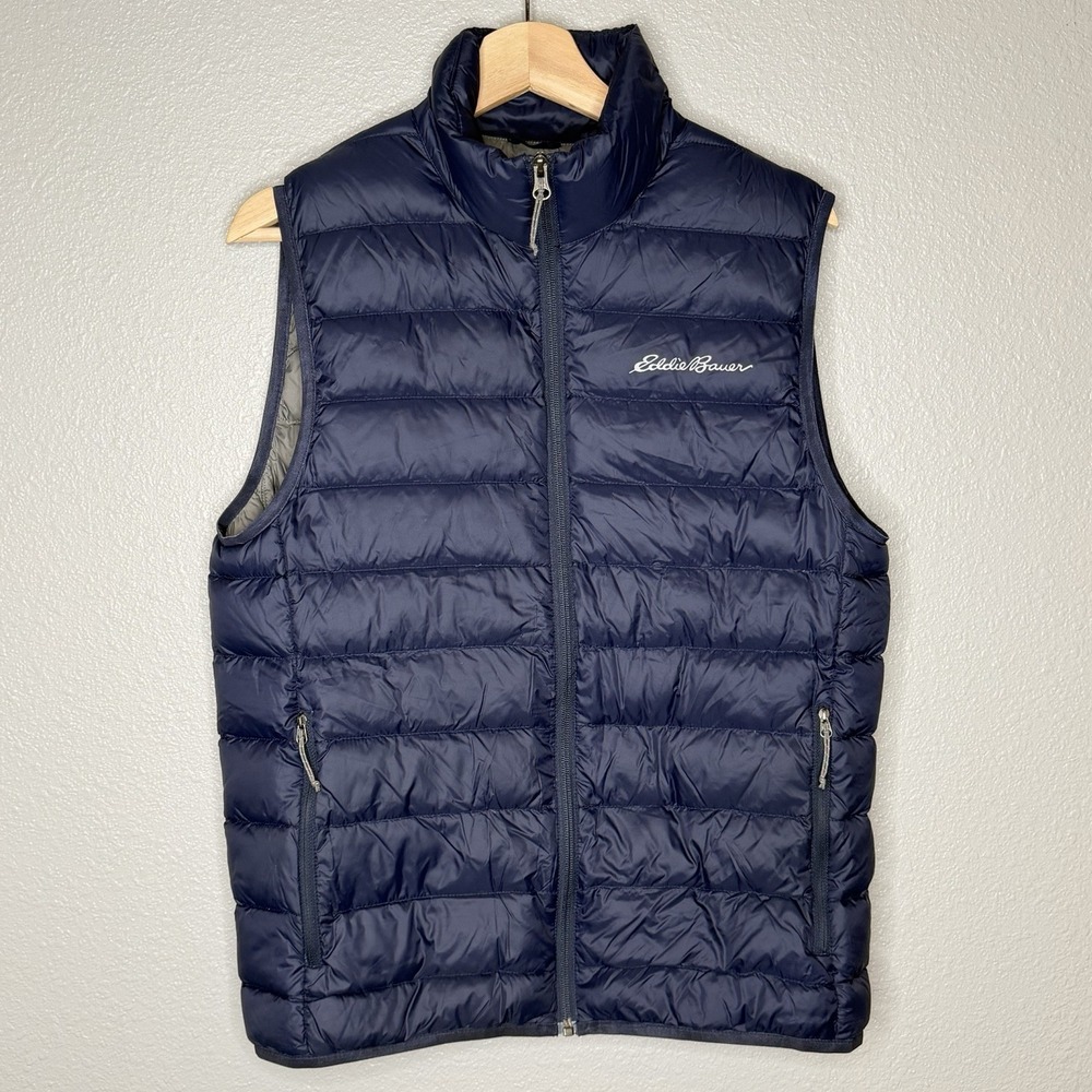 Eddie Bauer EB650 Blue Goose Down Puffer Vest Mens S 650 Fill Gorpcore Hiking